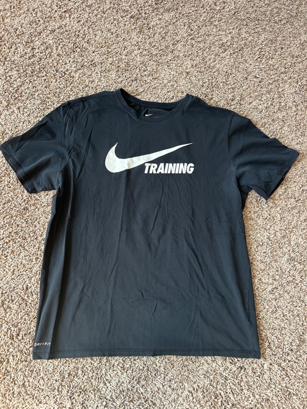 Men’s Nike Black Tee with White Swoosh and TRAINING